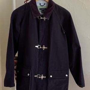 Vintage Lands End Jacket Fireman Hooks Clips Sailing Barn Coat Chore Work Large